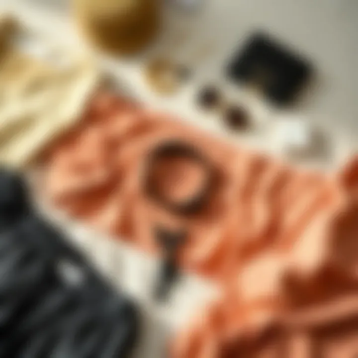 An elegant flat lay of accessories and clothing items from Romwe, illustrating fast fashion choices.
