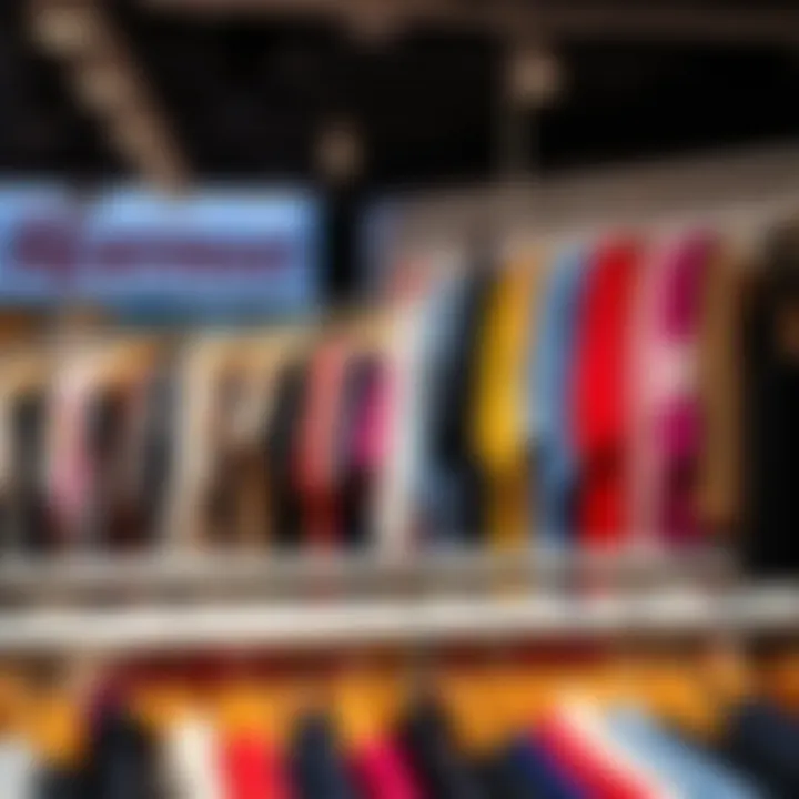 A vibrant collection of clothing items hanging on display racks in a Romwe store.
