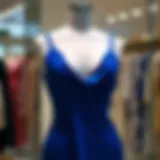 Elegant royal blue camisole draped elegantly on a mannequin