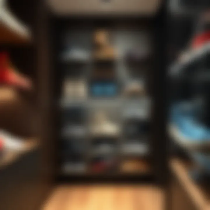 Diverse Materials Enhancing Shoe Shelving Aesthetics Various materials used in shoe shelving units for aesthetic appeal