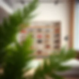 Stylish minimalist shoe shelving unit in a modern interior