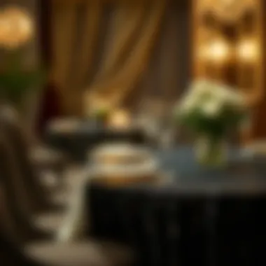Sophistication in Dining with Sequins Black sequin tablecloth in a sophisticated dining ambiance
