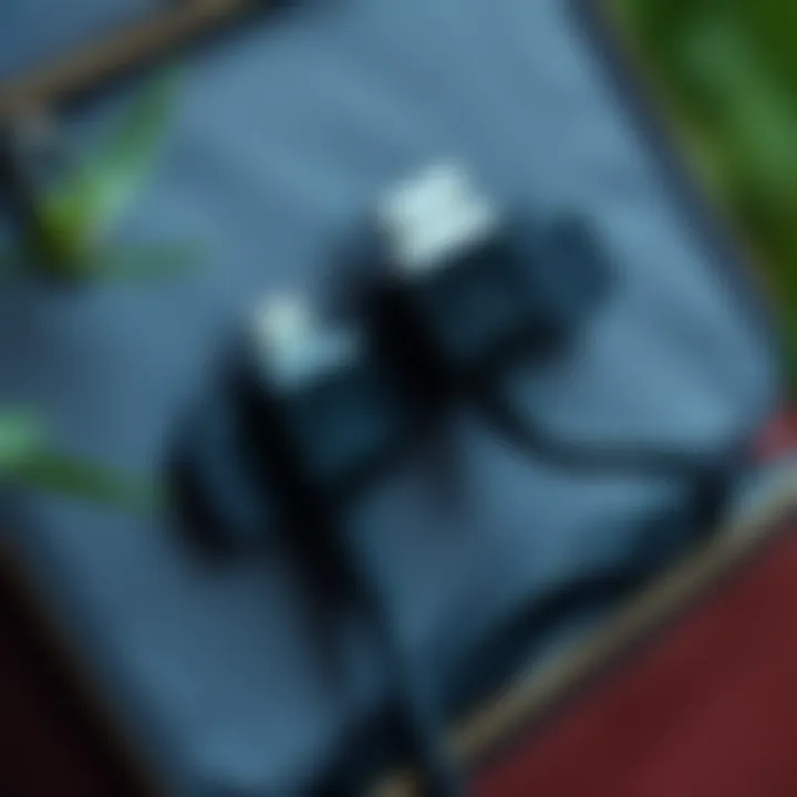 A close-up of a cable organizer made from sustainable materials.