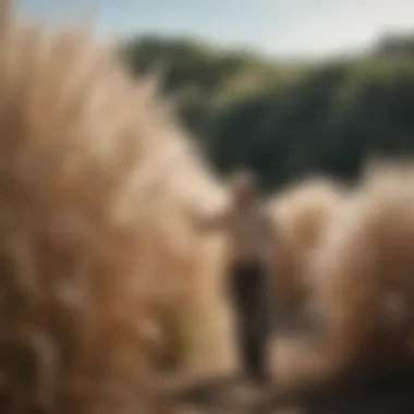 Sustainable Pampas Grass Harvesting Sustainable sourcing of pampas grass in a natural setting