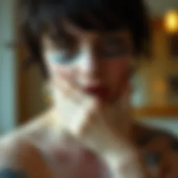 Artistic application of tattoo concealing tape on skin.