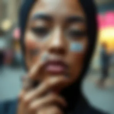 Fashion Enthusiasts Experimenting with Concealing Products Fashion-forward individuals experimenting with tattoo concealing products.