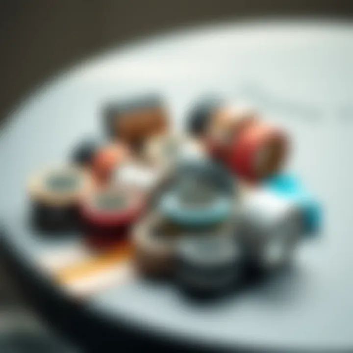 Diverse Range of Flaw Concealing Tapes Variety of flaw concealing tapes showcased on a stylish surface.