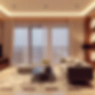 Elegant sheer curtain lights illuminating a modern living space