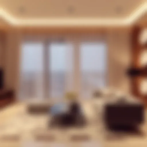 Elegant sheer curtain lights illuminating a modern living space