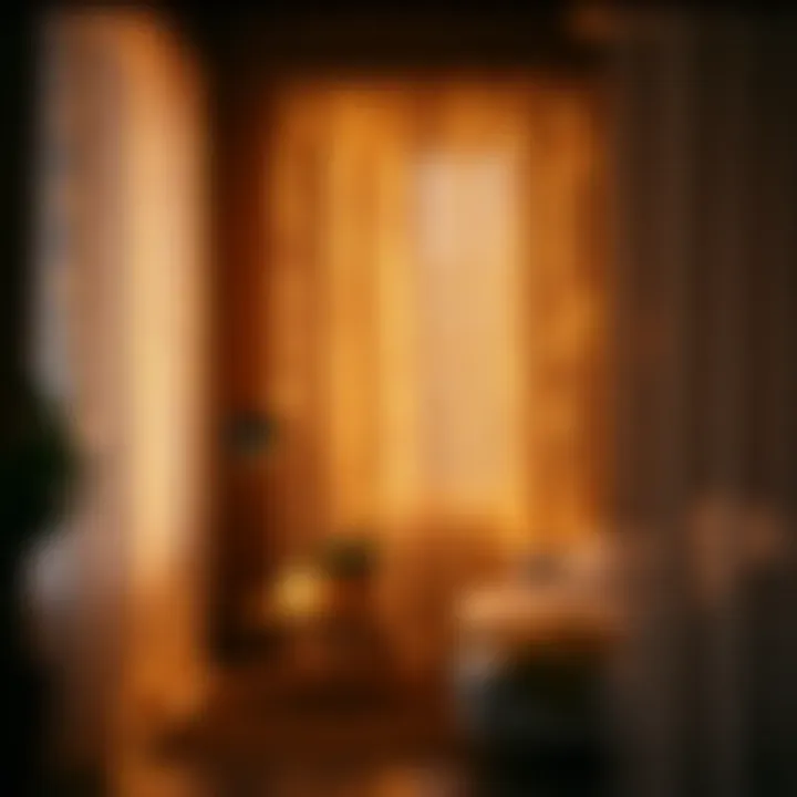 Stylish room showcasing sheer curtain lights and ambient design
