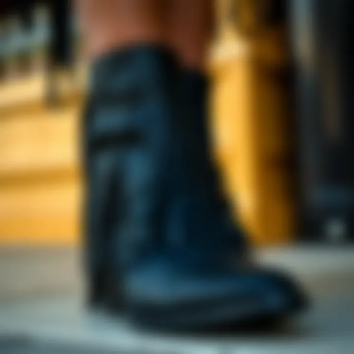 Intricate Fringe Detailing A close-up of intricate fringe detailing on stylish black boots