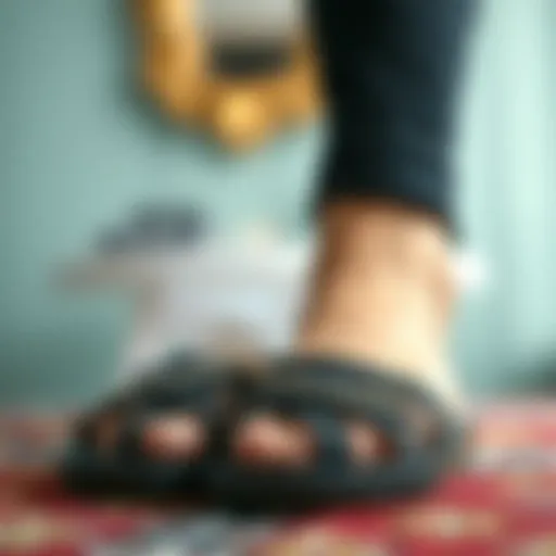 Elegant Black Sparkly Flat Sandals Elegant black sparkly flat sandals on a stylish background