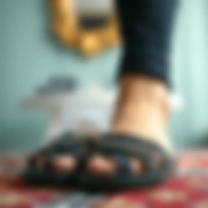 Elegant Black Sparkly Flat Sandals Elegant black sparkly flat sandals on a stylish background