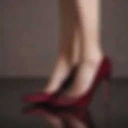 Elegant burgundy prom heels on display