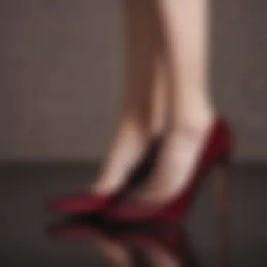The Elegance of Burgundy Heels Elegant burgundy prom heels on display