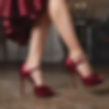 Burgundy Heels at a Glamorous Prom Burgundy heels in a glamorous prom setting