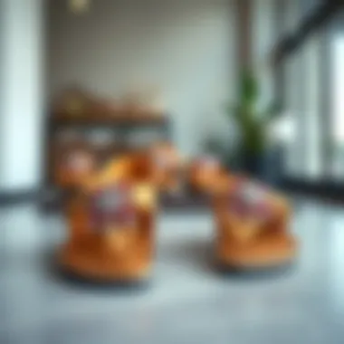 Stylish Display of Embellished Sandals A stylish display of embellished Birkenstocks against a contemporary backdrop
