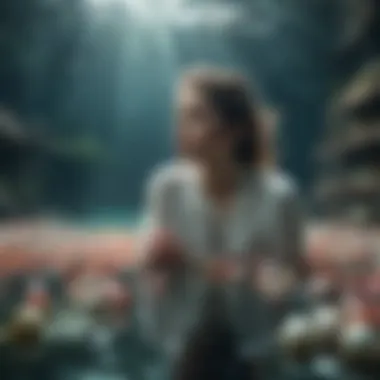 Ecological Aspects of Pearl Cultivation A vibrant underwater scene showcasing pearl cultivation