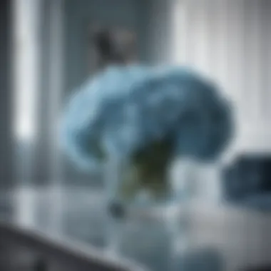 Ice Blue in Modern Interior Design A modern interior design featuring ice blue artificial flowers as a focal point