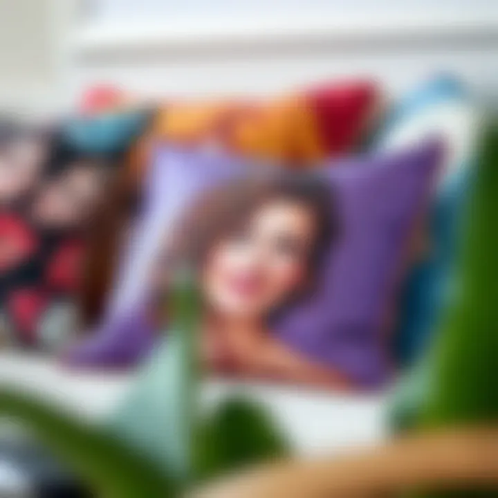 A tailored selection of sequin pillows featuring diverse photographic designs