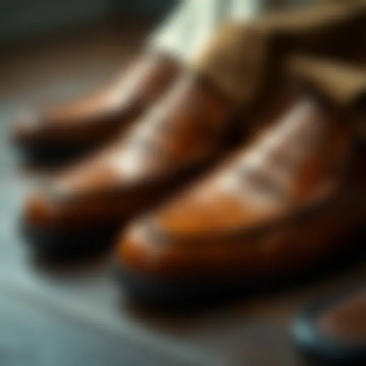 Craftsmanship and Material Quality in Loafers Close-up of high-quality leather used in loafers