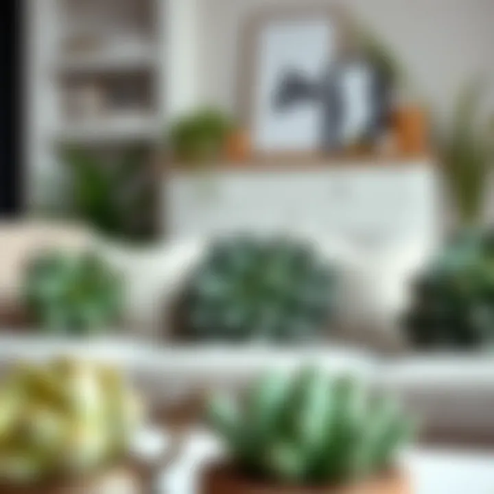 Stylish living room featuring succulent pillows as decorative accents