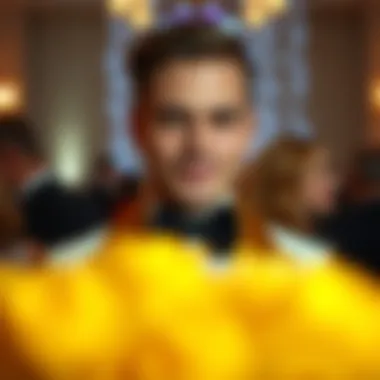 Stylish Individual with Sparkly Bow Tie Stylish individual wearing a sparkly black bow tie at an event