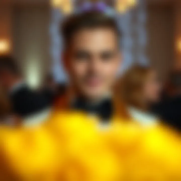 Stylish Individual with Sparkly Bow Tie Stylish individual wearing a sparkly black bow tie at an event