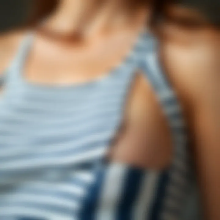 Detailed Fabric Texture of the Striped Cutout Design Close-up of fabric texture of a striped cutout swimsuit