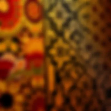 Intricate Patterns in Bar Tapestry A close-up view of bar tapestry showcasing intricate patterns and textures.