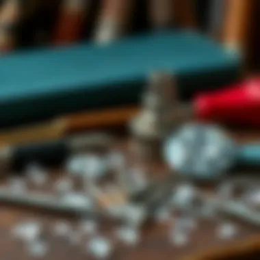 A selection of essential tools for diamond art crafting