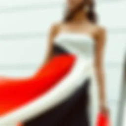 Elegant two-coloured dress showcasing a harmonious blend of hues.