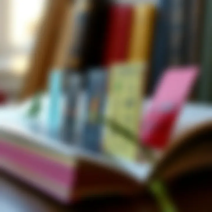 A vibrant illustration showcasing the evolution of bookmarks over time