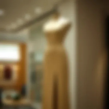 Elegant mid-length slit dress showcased on a mannequin