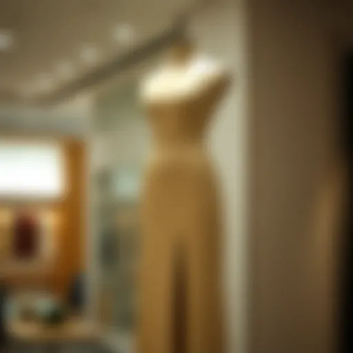 Elegant mid-length slit dress showcased on a mannequin