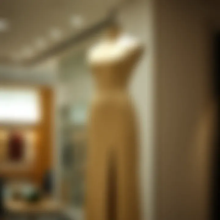Elegant mid-length slit dress showcased on a mannequin