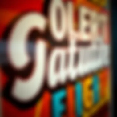 Vibrant Retro Poster Design Close-up of a retro poster showcasing vibrant colors and bold typography