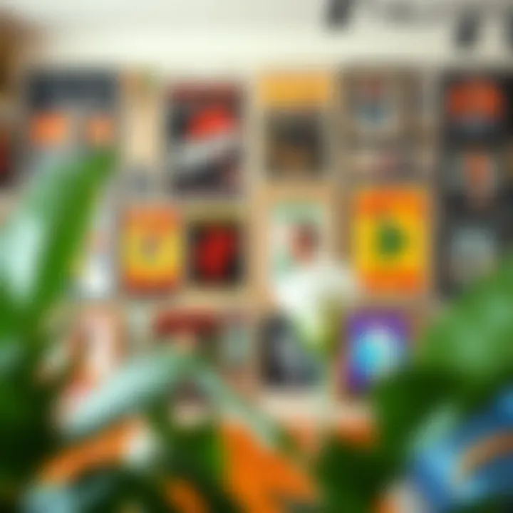 Gallery wall featuring a curated selection of retro posters in diverse styles