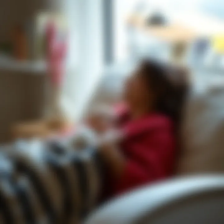 Mom relaxing with a blanket in a serene setting