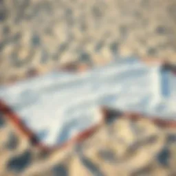 Elegant beach blanket spread out on the sand