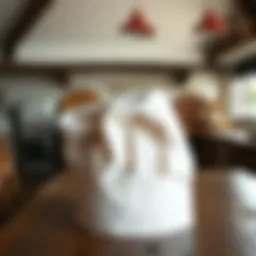 Elegant chef hat displayed on a rustic kitchen table