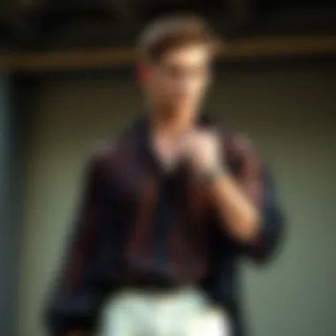 Versatile Styling of Mesh Shirts A model demonstrating various styling options for a mesh shirt in a fashion-forward context.