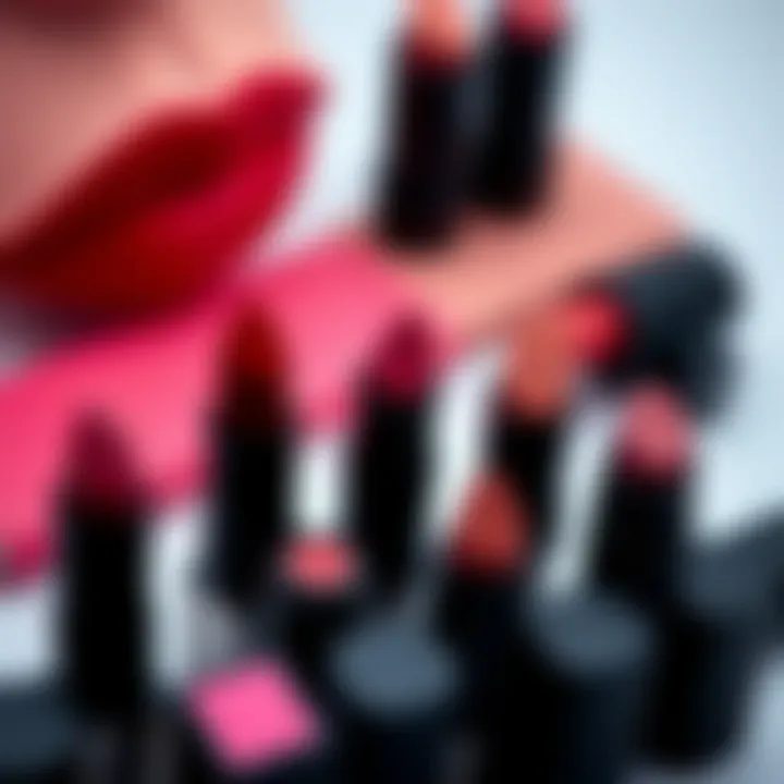 Collection of Ultra Matte Liquid Lipstick Shades Diverse shades of ultra matte liquid lipsticks displayed