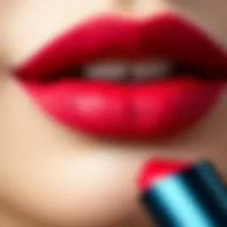 Close-up of ultra matte liquid lipstick texture