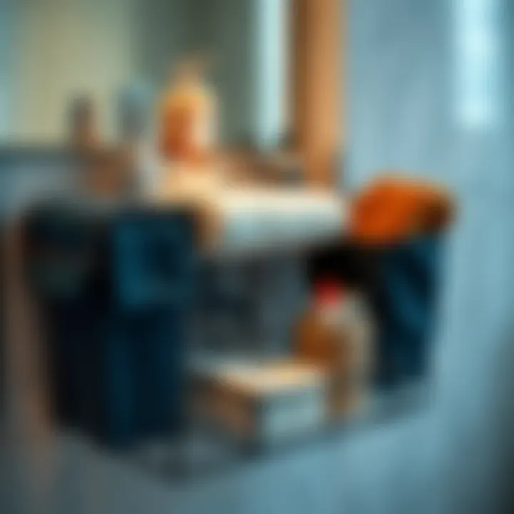 Stylish bathroom organizer showcasing various materials