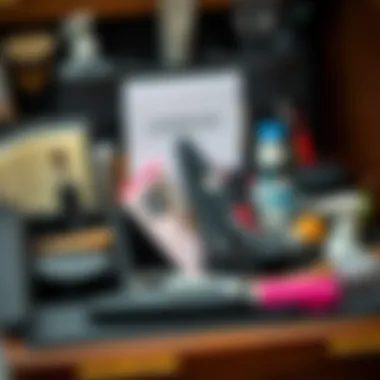 A neatly organized hairdresser's toolkit with essential items