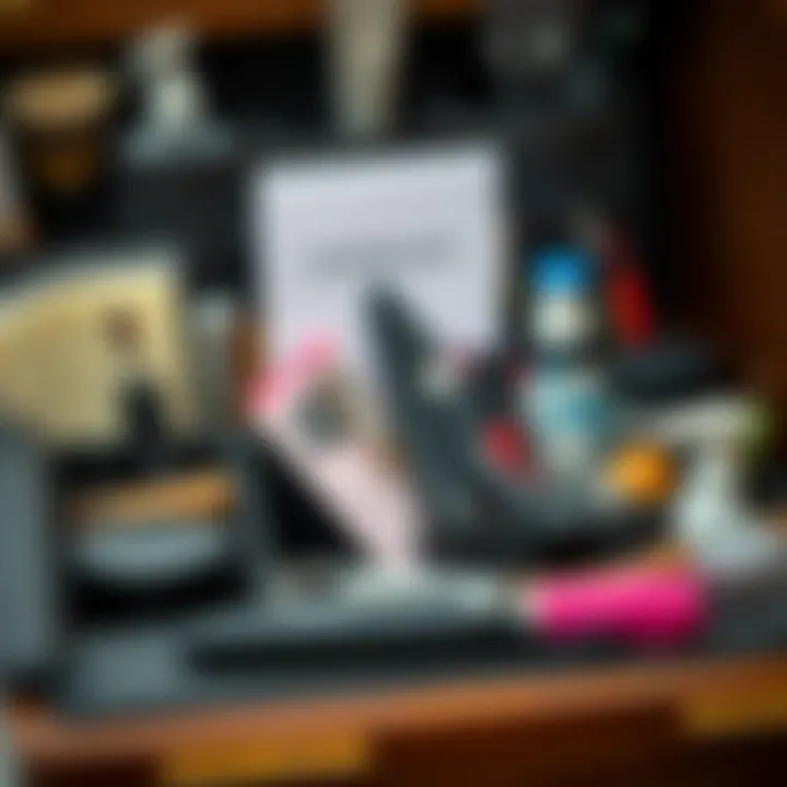 A neatly organized hairdresser's toolkit with essential items