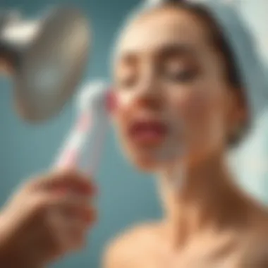 Efficiency in Action: Silicone Facial Cleanser A vibrant demonstration of a rechargeable silicone facial cleanser in action, highlighting its efficiency.