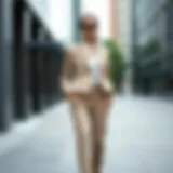 Chic preppy business casual outfit featuring tailored blazer and fitted trousers