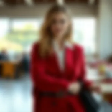 Woman showcasing how to style preppy business casual attire for a professional setting